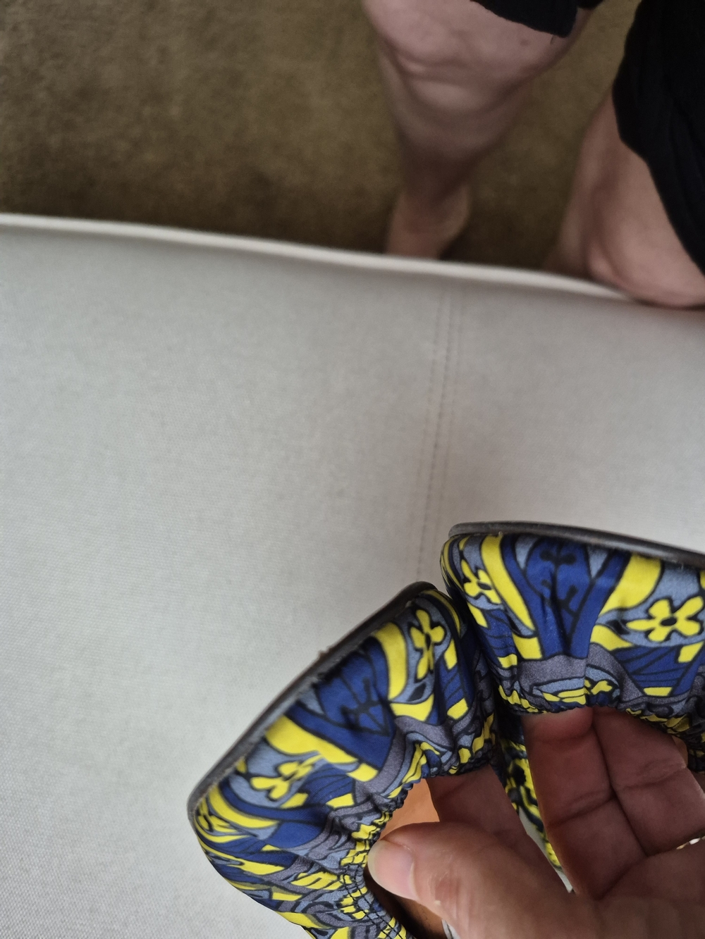 Lanvin Yellow & Navy Printed Ballet Flats - Picture 5 of 7